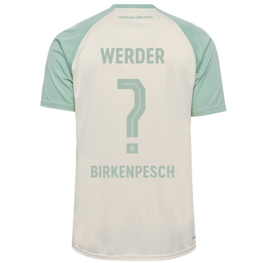 Kids Football Noah Birkenpesch #0 Off-White Light Green Away Jersey 2024/25 T-Shirt Za