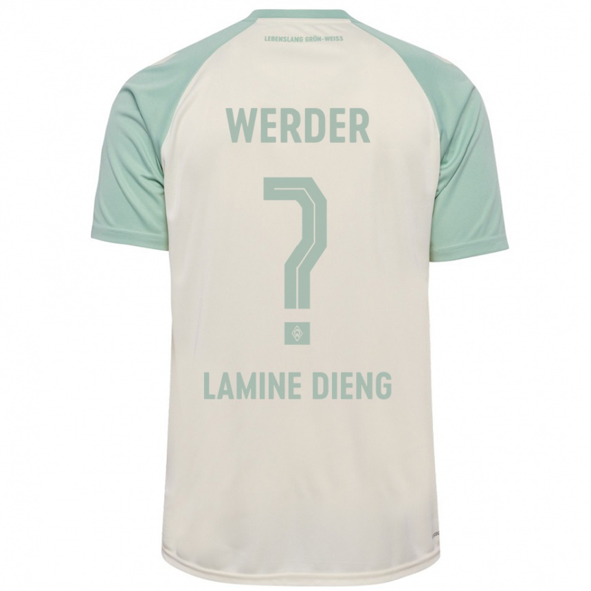 Kids Football Mamadou Lamine Dieng #0 Off-White Light Green Away Jersey 2024/25 T-Shirt Za