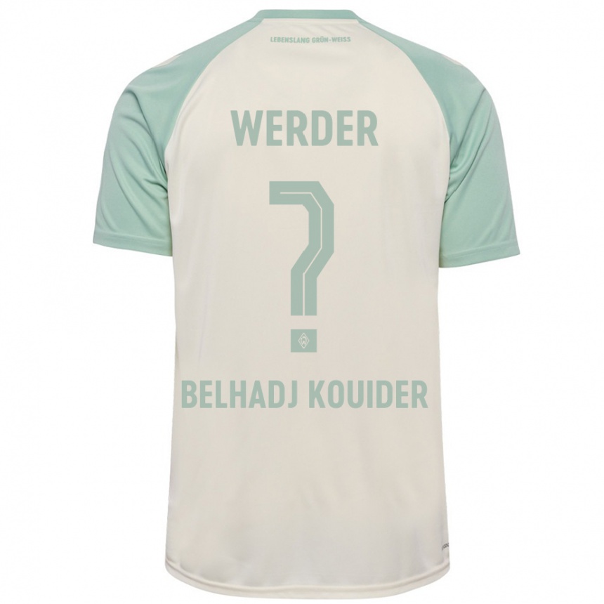 Kids Football Mahfoud Belhadj Kouider #0 Off-White Light Green Away Jersey 2024/25 T-Shirt Za