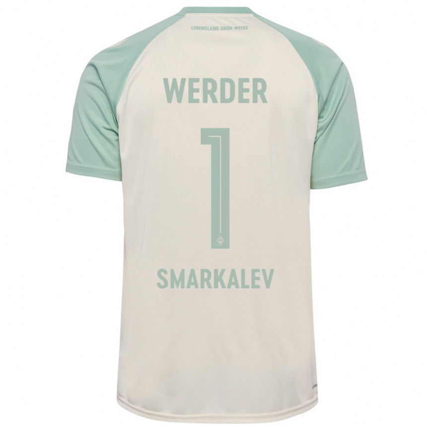 Kids Football Stefan Smarkalev #1 Off-White Light Green Away Jersey 2024/25 T-Shirt Za