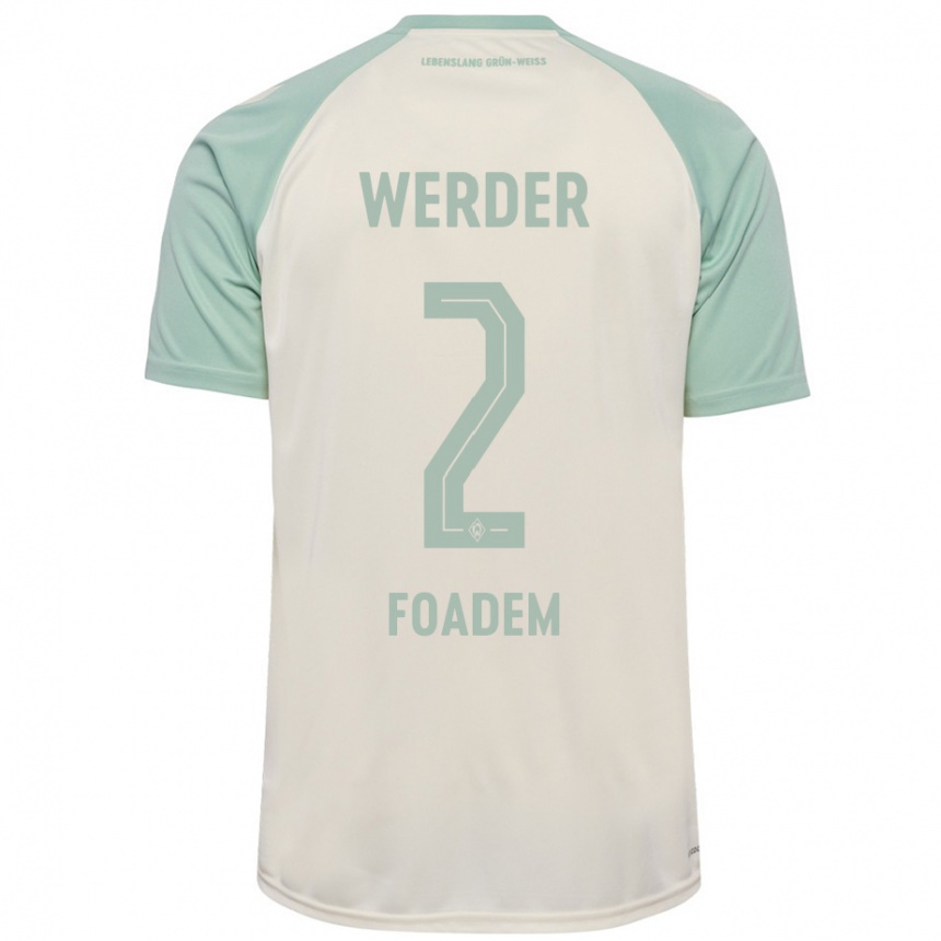 Kids Football Yann Styve Tchouambou Foadem #2 Off-White Light Green Away Jersey 2024/25 T-Shirt Za