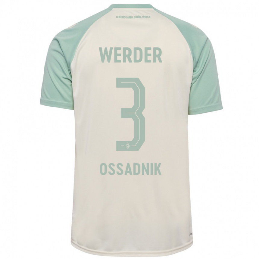 Kids Football Jannes Ossadnik #3 Off-White Light Green Away Jersey 2024/25 T-Shirt Za