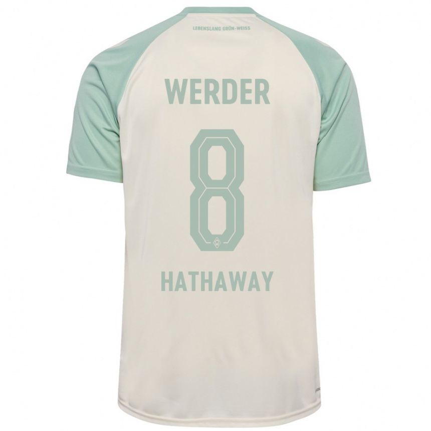 Kids Football Max Hathaway #8 Off-White Light Green Away Jersey 2024/25 T-Shirt Za