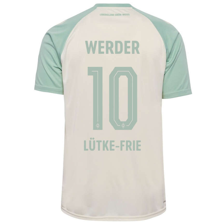 Kids Football Dennis Lütke-Frie #10 Off-White Light Green Away Jersey 2024/25 T-Shirt Za