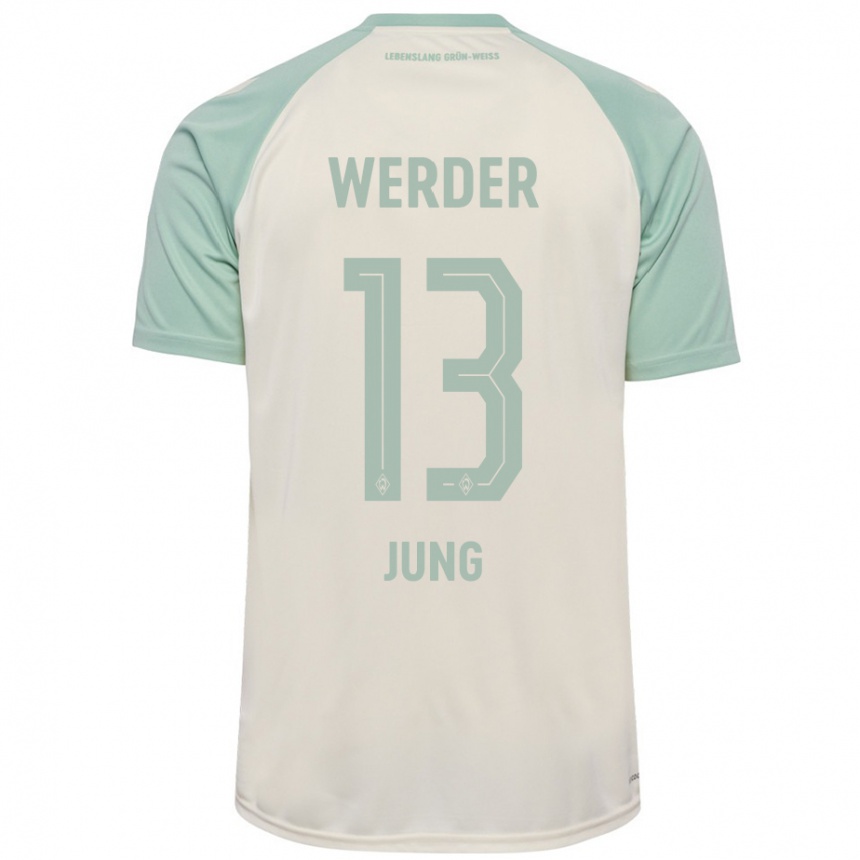 Kids Football Seong-Hyeon Jung #13 Off-White Light Green Away Jersey 2024/25 T-Shirt Za