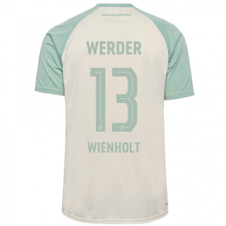 Kids Football Paul Wienholt #13 Off-White Light Green Away Jersey 2024/25 T-Shirt Za