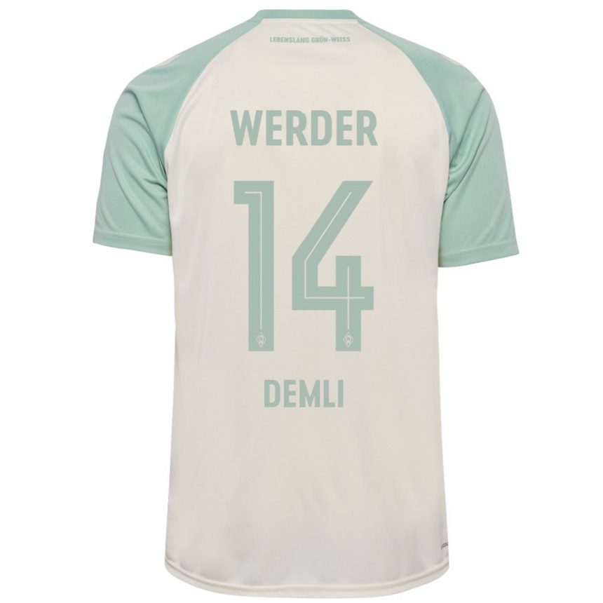 Kids Football Rezan Demli #14 Off-White Light Green Away Jersey 2024/25 T-Shirt Za