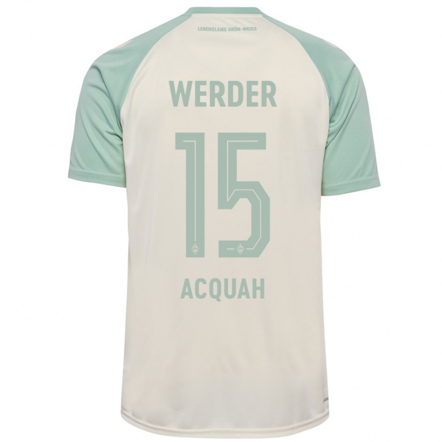 Kids Football Joseph Acheampong Acquah #15 Off-White Light Green Away Jersey 2024/25 T-Shirt Za