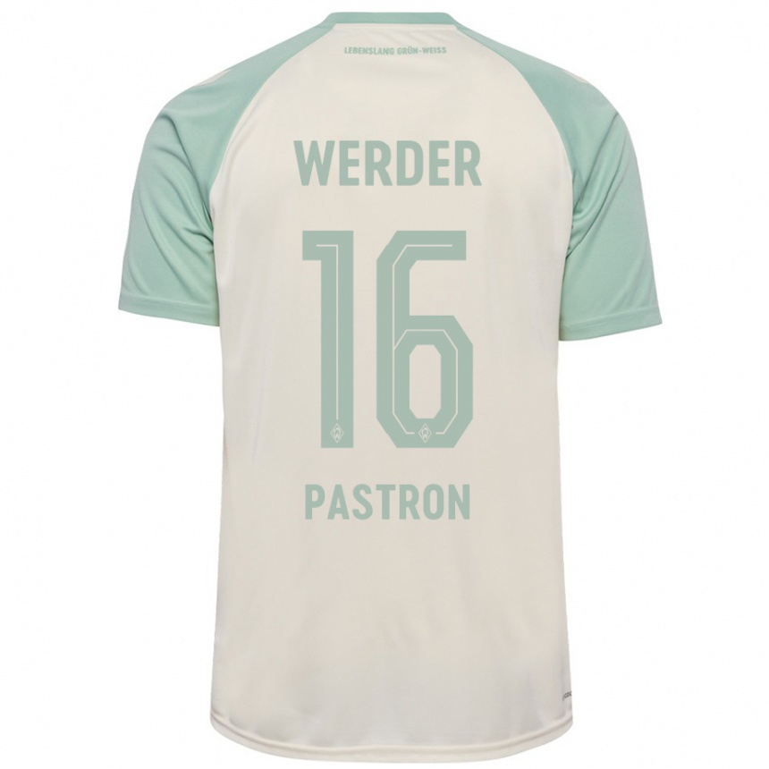 Kids Football Alvin Pastron #16 Off-White Light Green Away Jersey 2024/25 T-Shirt Za