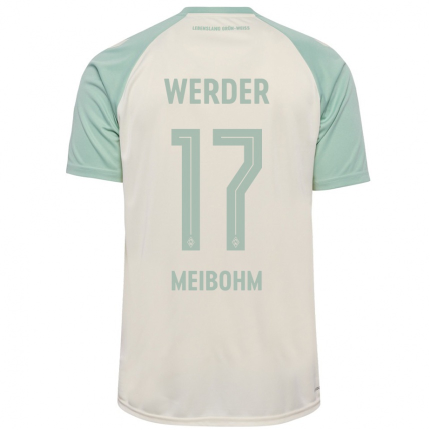 Kids Football Joel Meibohm #17 Off-White Light Green Away Jersey 2024/25 T-Shirt Za