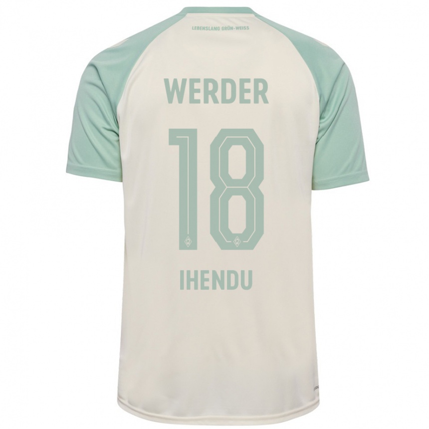 Kids Football Daniel Ihendu #18 Off-White Light Green Away Jersey 2024/25 T-Shirt Za