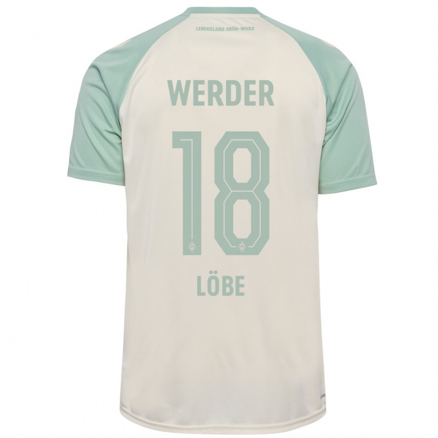 Kids Football Jasper Löbe #18 Off-White Light Green Away Jersey 2024/25 T-Shirt Za