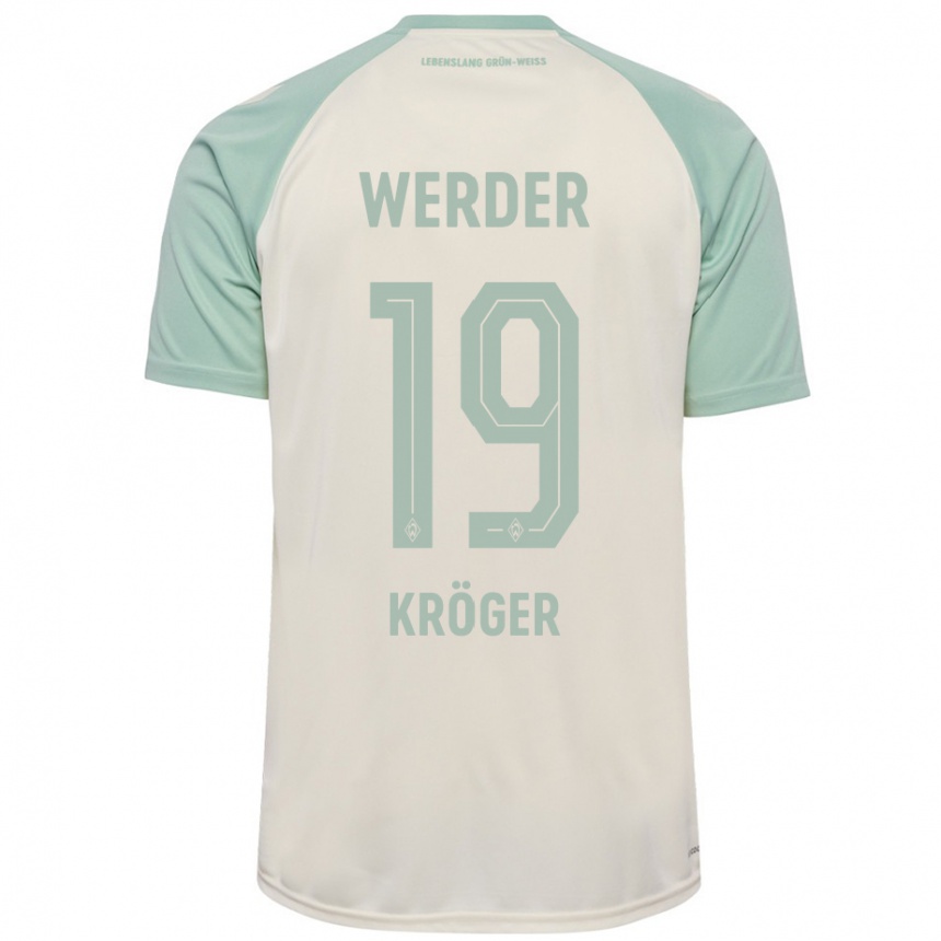 Kids Football Moritz Kröger #19 Off-White Light Green Away Jersey 2024/25 T-Shirt Za