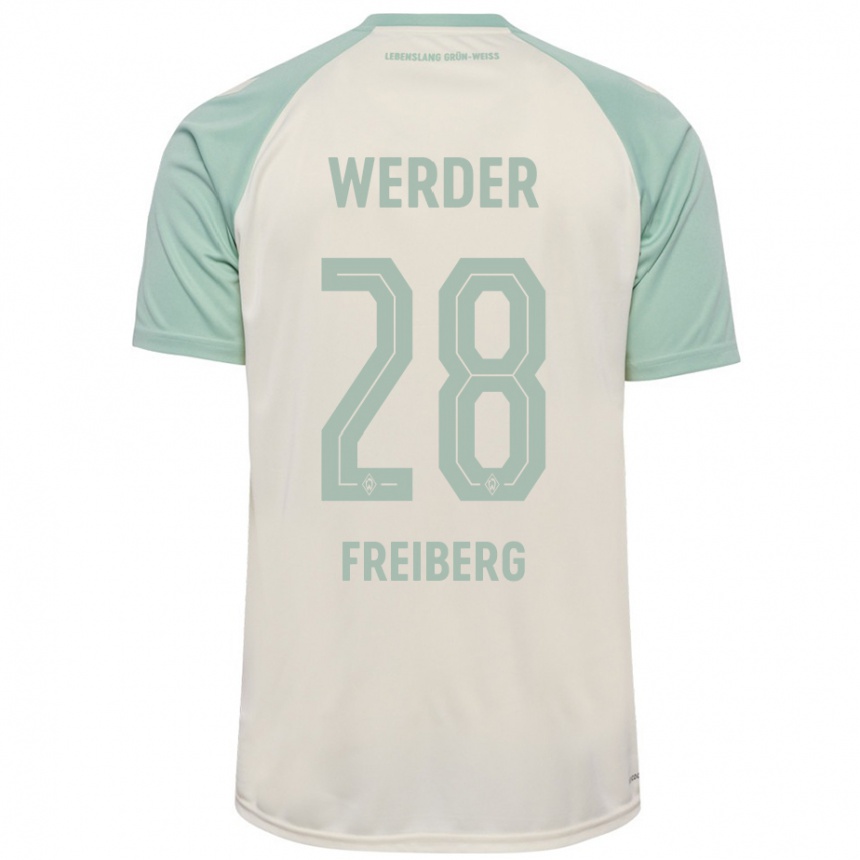 Kids Football Piet Freiberg #28 Off-White Light Green Away Jersey 2024/25 T-Shirt Za