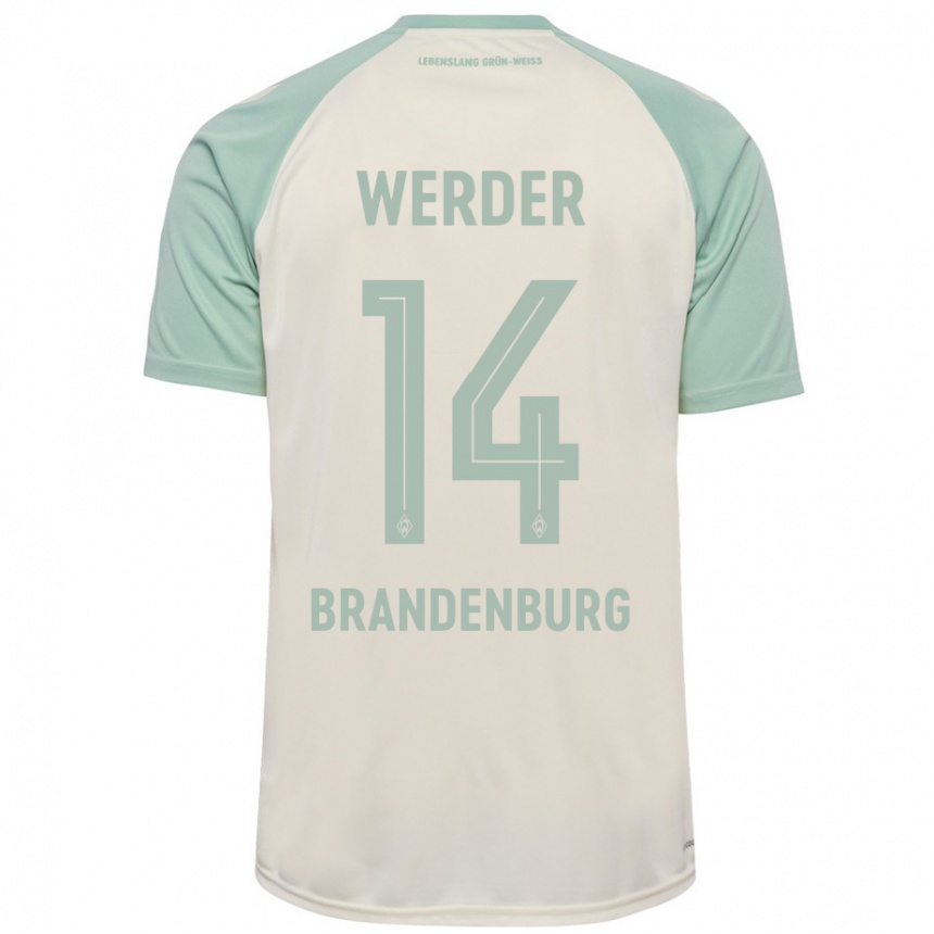 Kids Football Michaela Brandenburg #14 Off-White Light Green Away Jersey 2024/25 T-Shirt Za