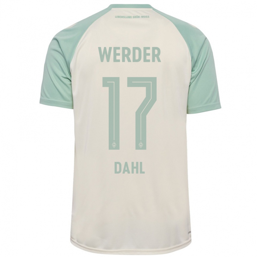 Kids Football Amira Dahl #17 Off-White Light Green Away Jersey 2024/25 T-Shirt Za