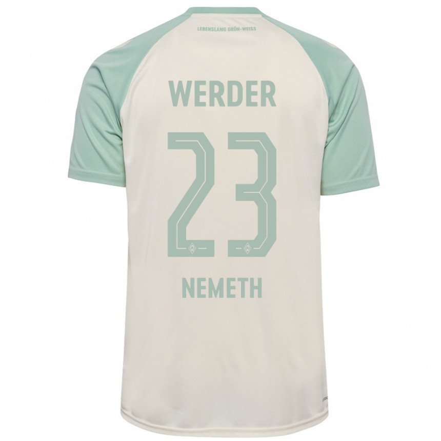 Kids Football Hanna Nemeth #23 Off-White Light Green Away Jersey 2024/25 T-Shirt Za