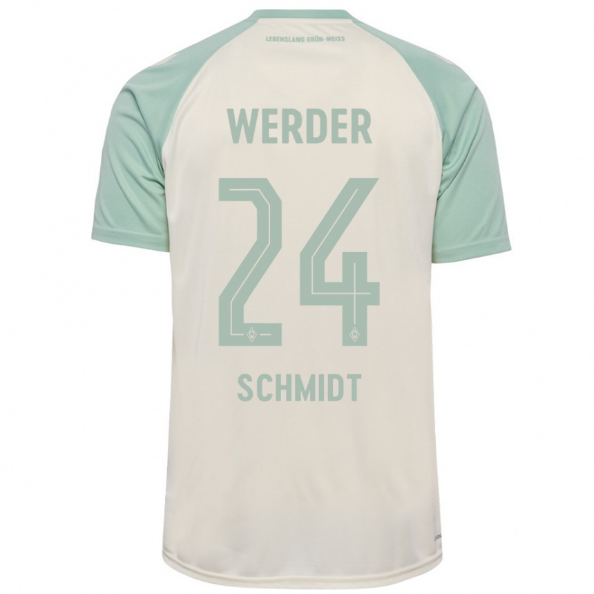 Kids Football Lara Schmidt #24 Off-White Light Green Away Jersey 2024/25 T-Shirt Za