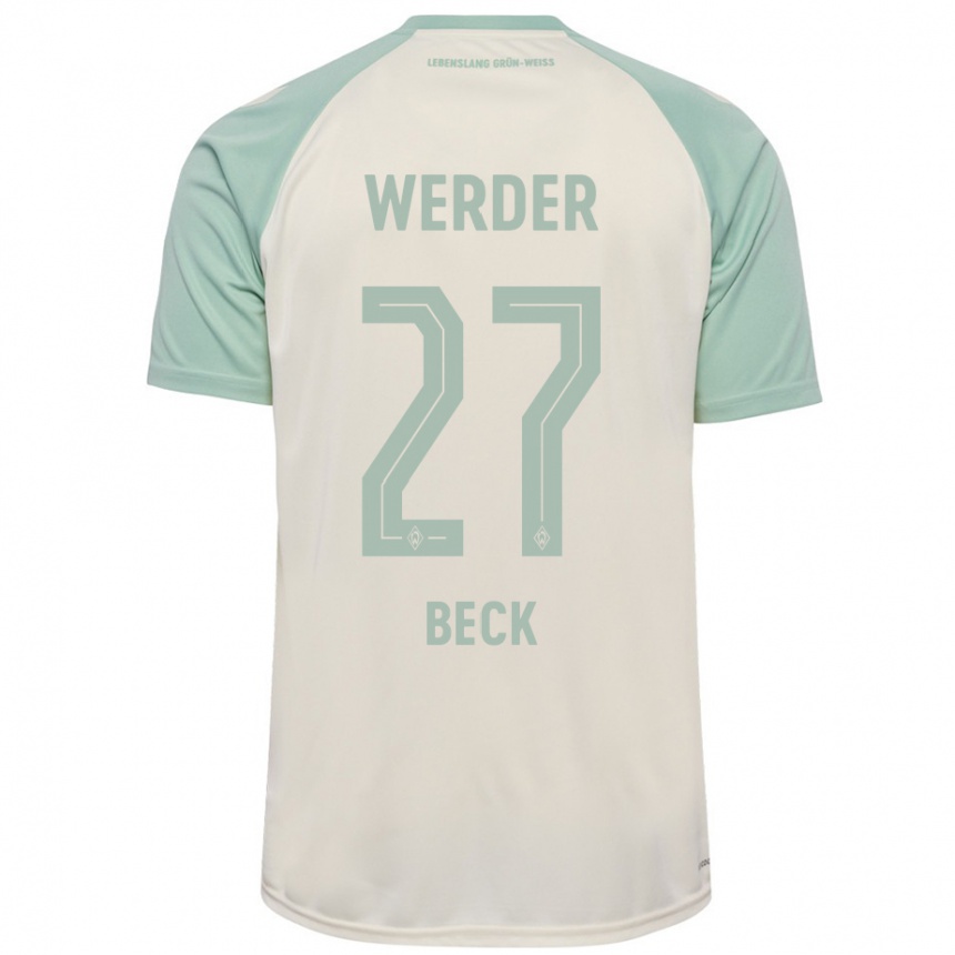 Kids Football Sharon Beck #27 Off-White Light Green Away Jersey 2024/25 T-Shirt Za