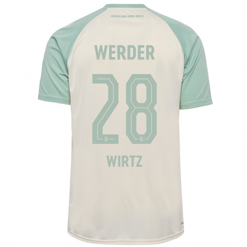 Kids Football Juliane Wirtz #28 Off-White Light Green Away Jersey 2024/25 T-Shirt Za