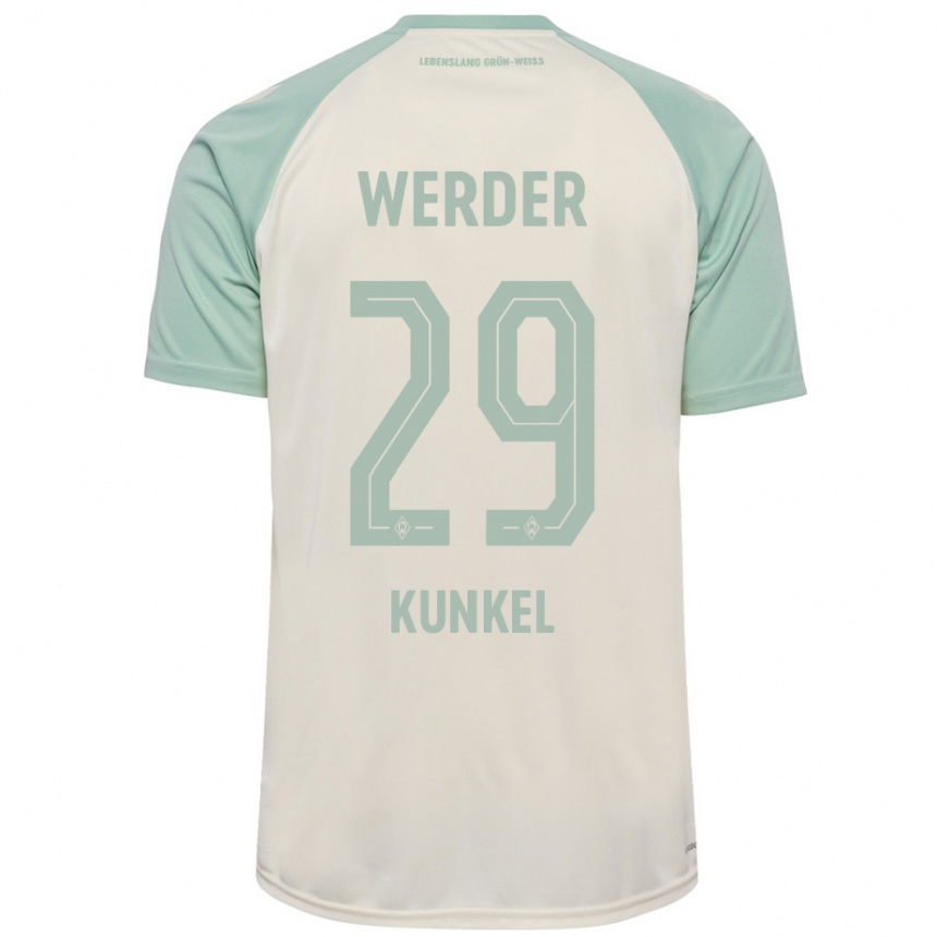 Kids Football Melina Kunkel #29 Off-White Light Green Away Jersey 2024/25 T-Shirt Za