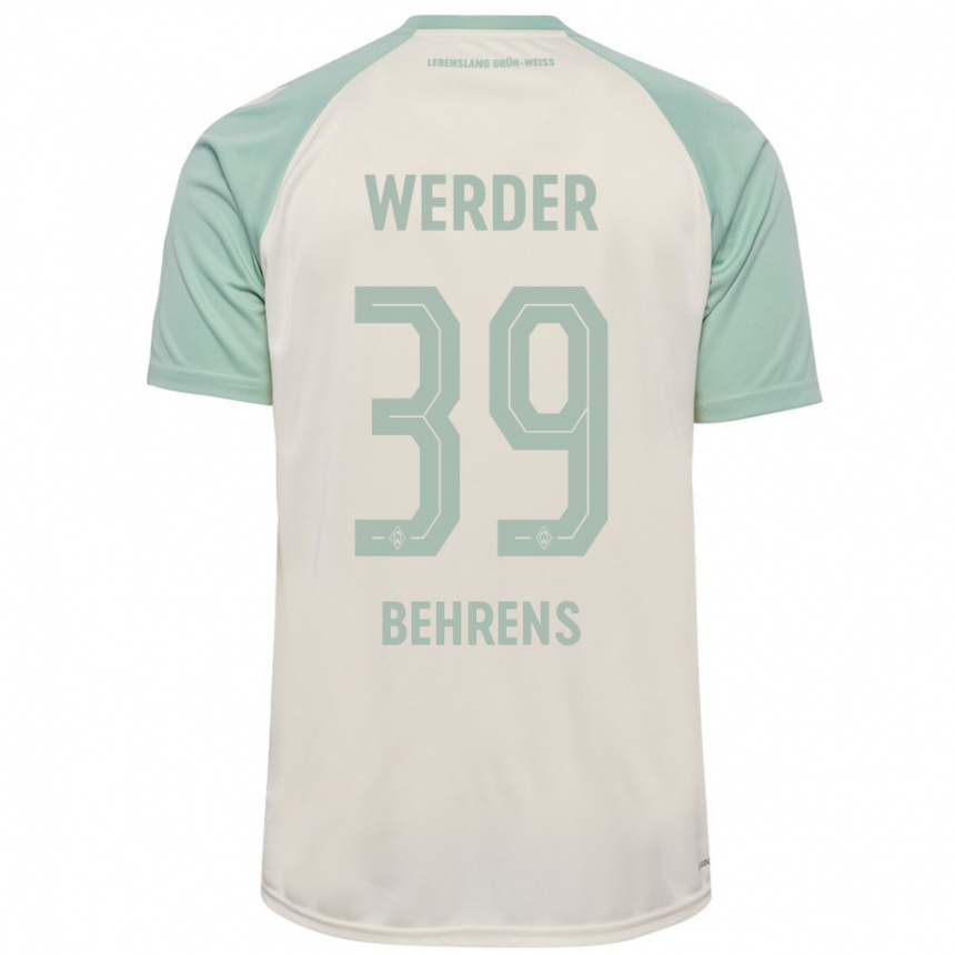 Kids Football Jette Behrens #39 Off-White Light Green Away Jersey 2024/25 T-Shirt Za