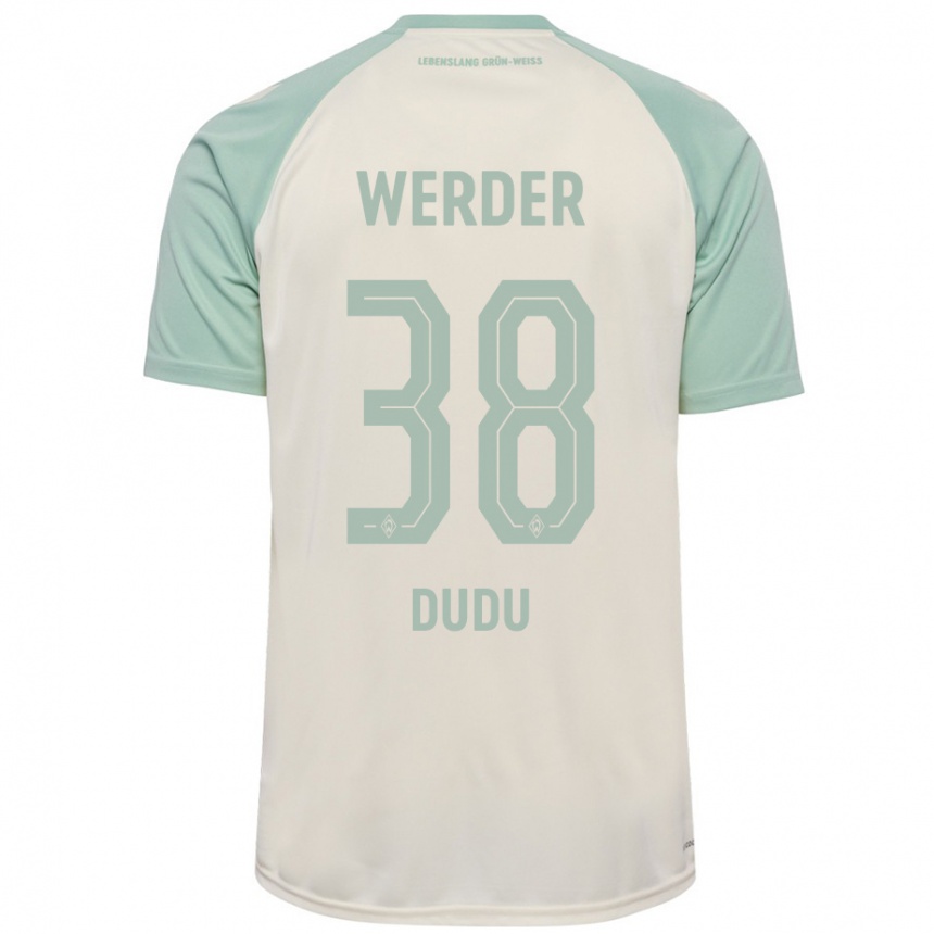 Kids Football Dudu #38 Off-White Light Green Away Jersey 2024/25 T-Shirt Za