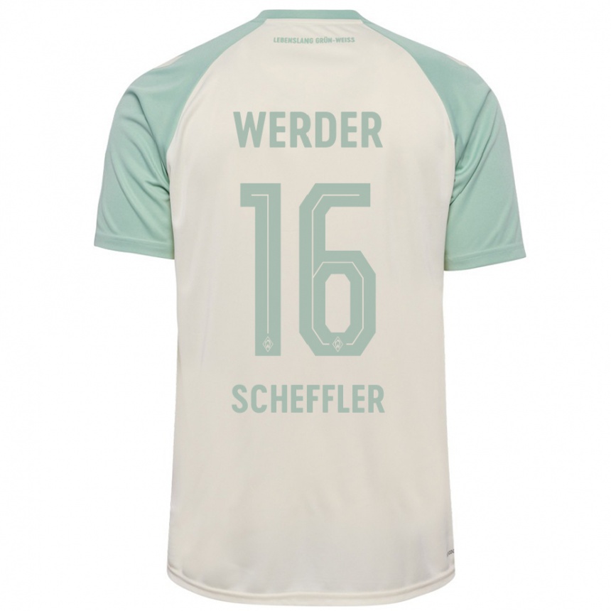 Kids Football Ian Scheffler #16 Off-White Light Green Away Jersey 2024/25 T-Shirt Za