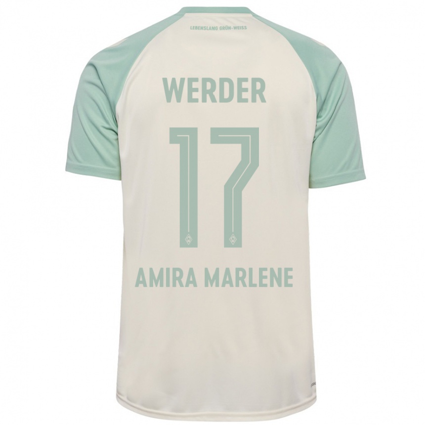 Kids Football Amira Marlene Dahl #17 Off-White Light Green Away Jersey 2024/25 T-Shirt Za