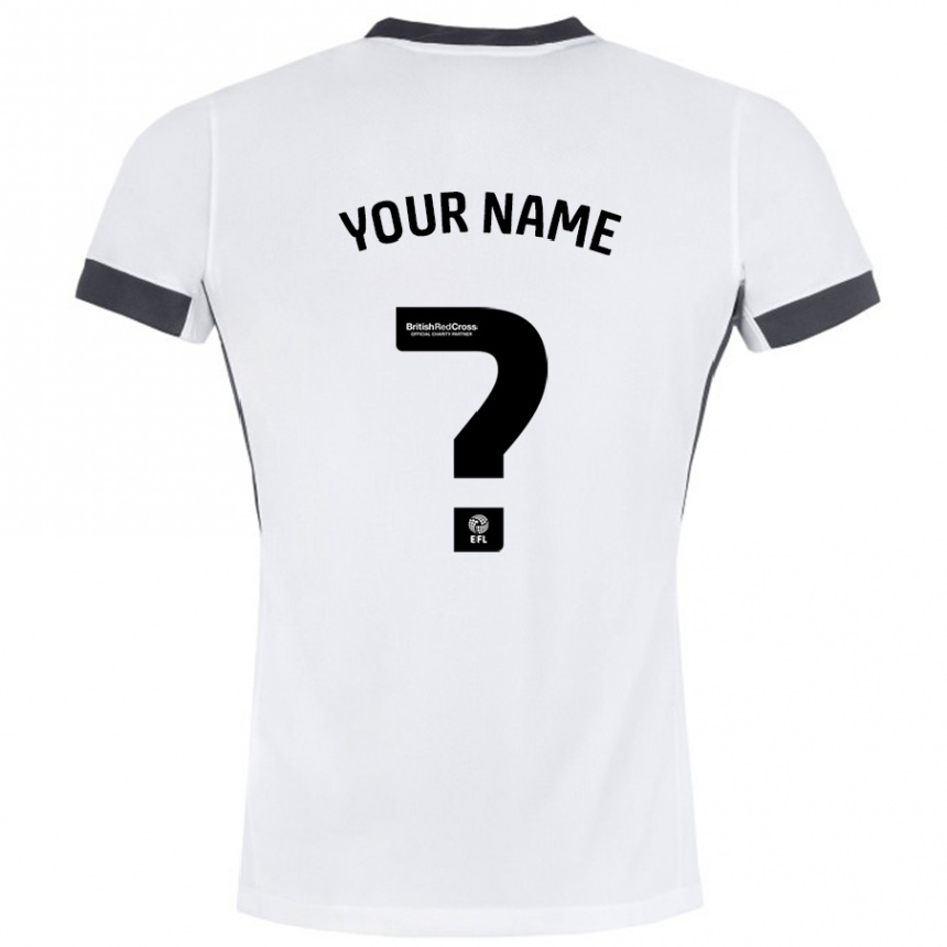 Kids Football Your Name #0 White Black Away Jersey 2024/25 T-Shirt Za