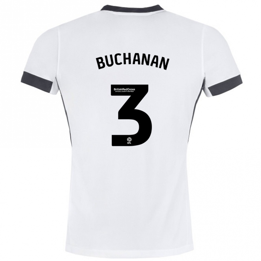 Kids Football Lee Buchanan #3 White Black Away Jersey 2024/25 T-Shirt Za