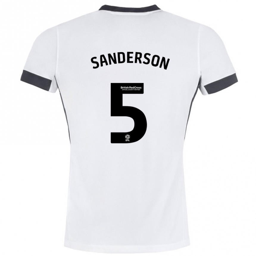 Kids Football Dion Sanderson #5 White Black Away Jersey 2024/25 T-Shirt Za