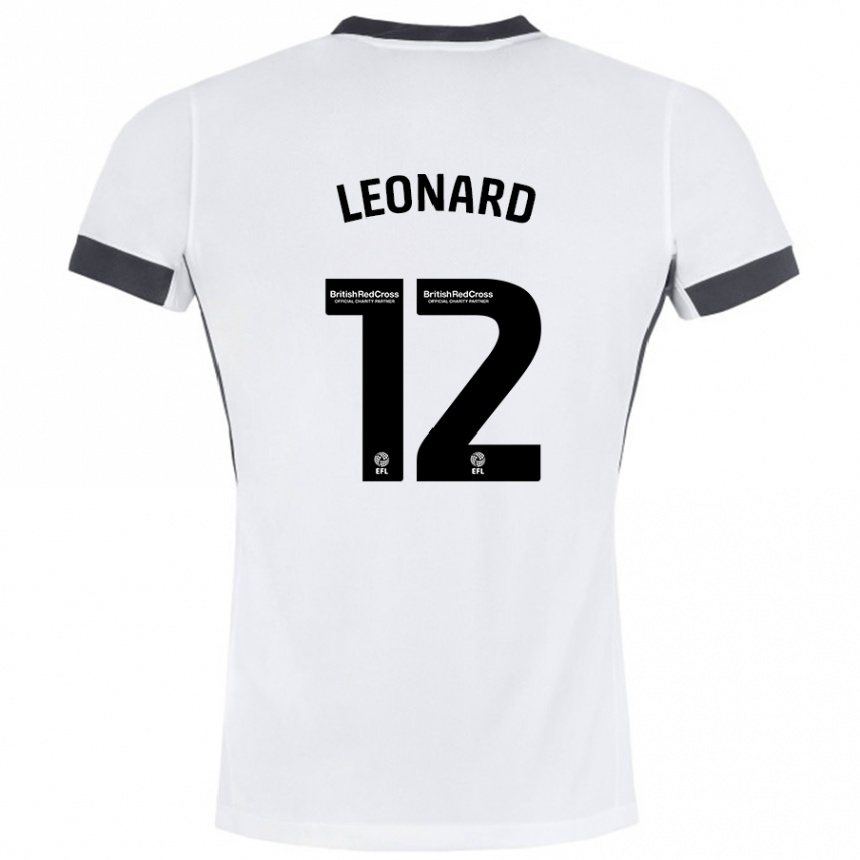 Kids Football Marc Leonard #12 White Black Away Jersey 2024/25 T-Shirt Za