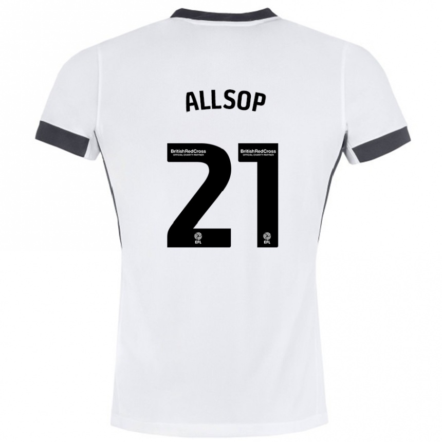 Kids Football Ryan Allsop #21 White Black Away Jersey 2024/25 T-Shirt Za