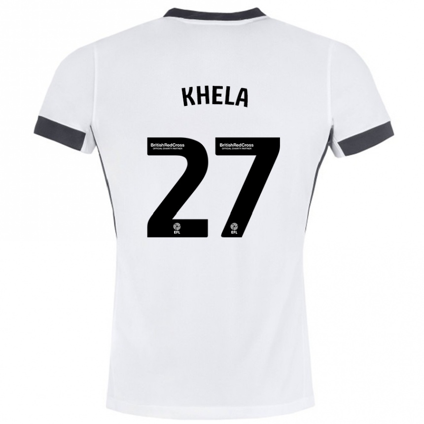 Kids Football Brandon Khela #27 White Black Away Jersey 2024/25 T-Shirt Za