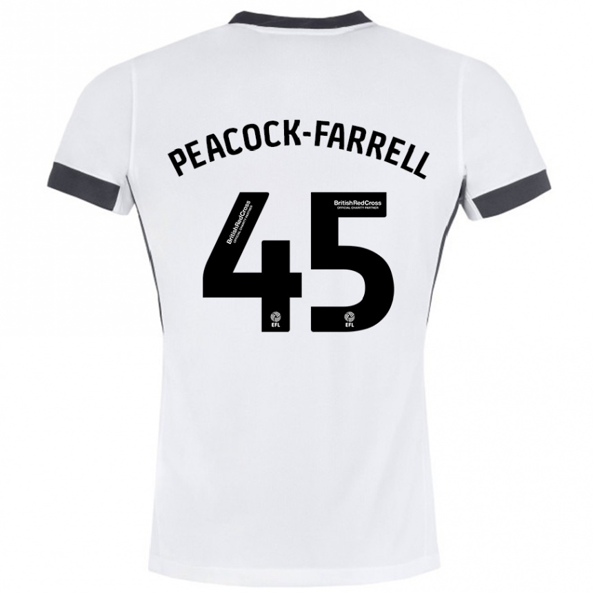 Kids Football Bailey Peacock-Farrell #45 White Black Away Jersey 2024/25 T-Shirt Za