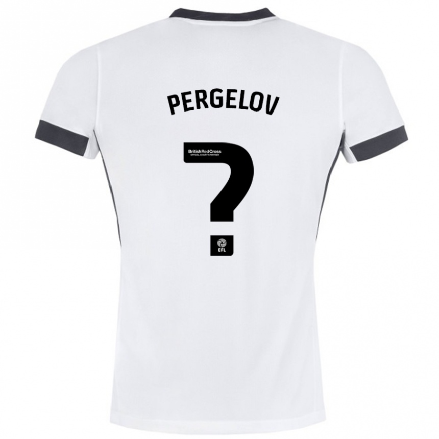 Kids Football Stoyan Pergelov #0 White Black Away Jersey 2024/25 T-Shirt Za