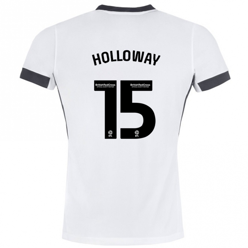 Kids Football Rebecca Holloway #15 White Black Away Jersey 2024/25 T-Shirt Za