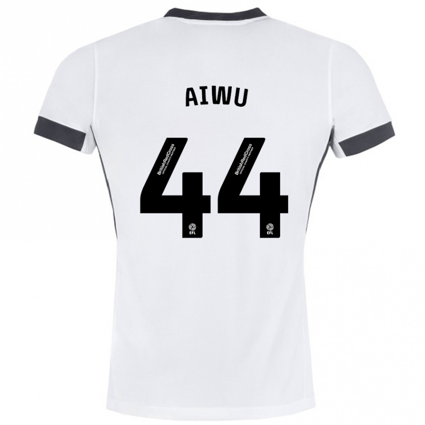 Kids Football Emanuel Aiwu #44 White Black Away Jersey 2024/25 T-Shirt Za