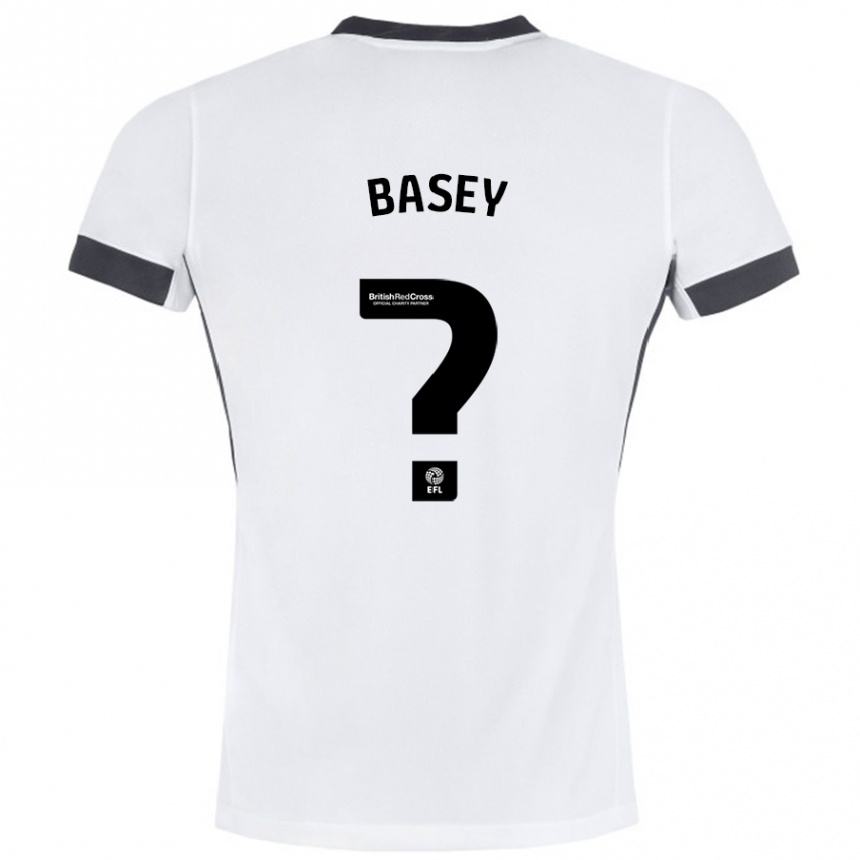 Kids Football Oliver Basey #0 White Black Away Jersey 2024/25 T-Shirt Za