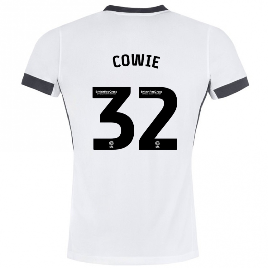 Kids Football Abbie Cowie #32 White Black Away Jersey 2024/25 T-Shirt Za