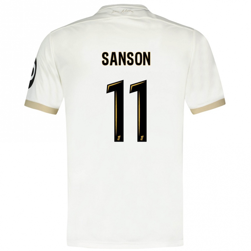 Kids Football Morgan Sanson #11 White Gold Away Jersey 2024/25 T-Shirt Za