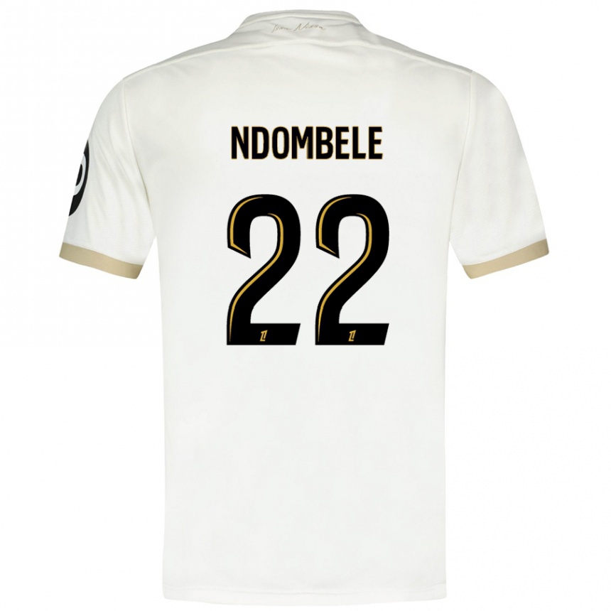 Kids Football Tanguy Ndombele #22 White Gold Away Jersey 2024/25 T-Shirt Za