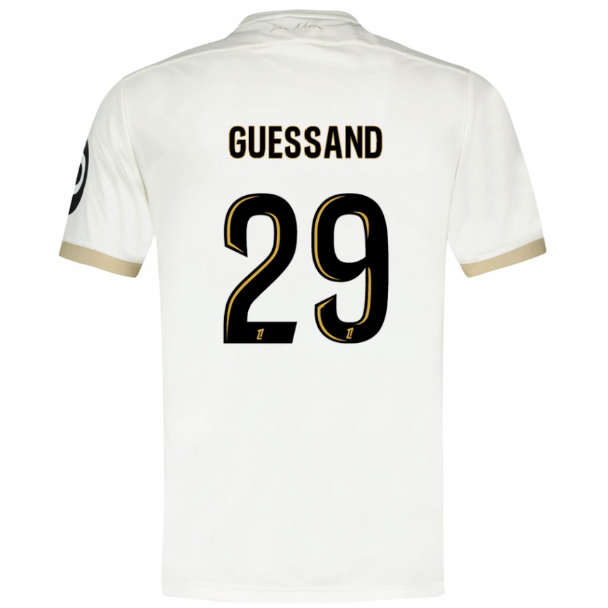 Kids Football Evann Guessand #29 White Gold Away Jersey 2024/25 T-Shirt Za