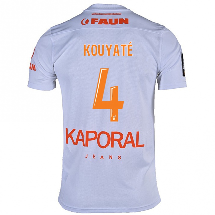 Kids Football Kiki Kouyaté #4 White Away Jersey 2024/25 T-Shirt Za