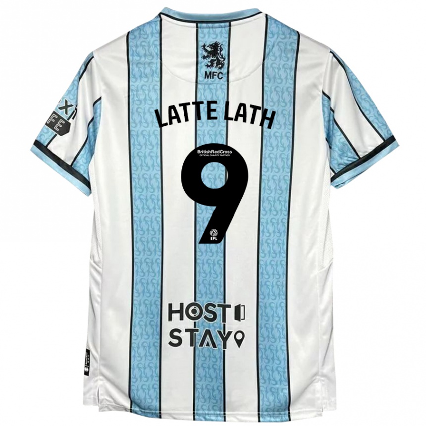 Kids Football Emmanuel Latte Lath #9 White Blue Away Jersey 2024/25 T-Shirt Za