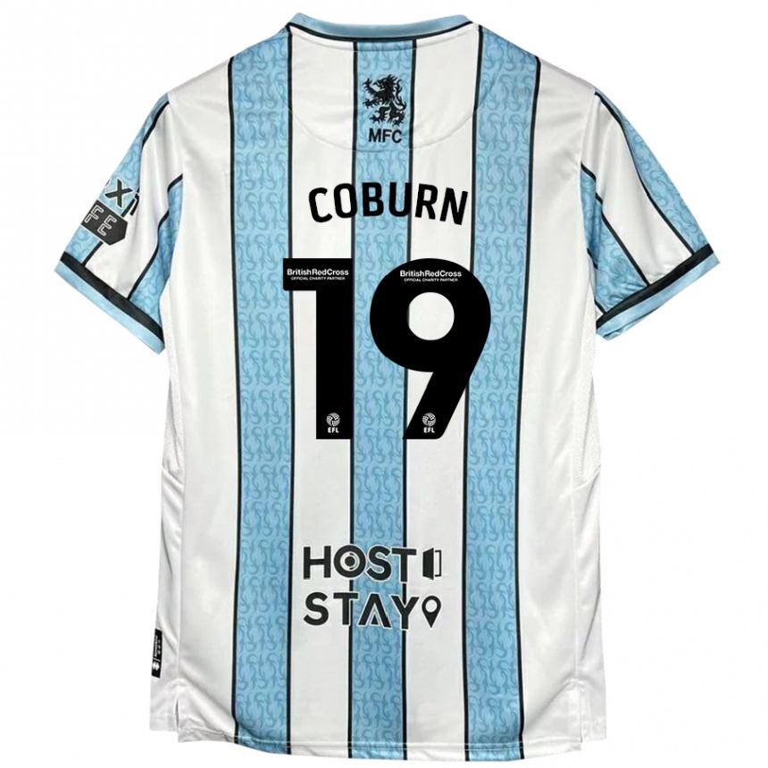 Kids Football Josh Coburn #19 White Blue Away Jersey 2024/25 T-Shirt Za