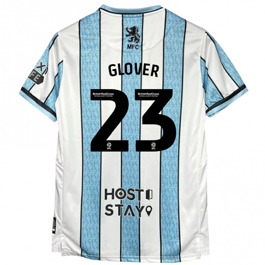 Kids Football Tom Glover #23 White Blue Away Jersey 2024/25 T-Shirt Za