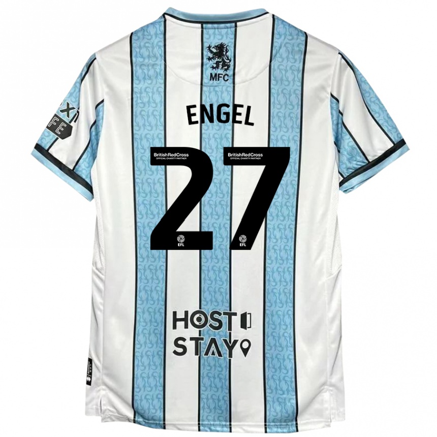 Kids Football Lukas Engel #27 White Blue Away Jersey 2024/25 T-Shirt Za