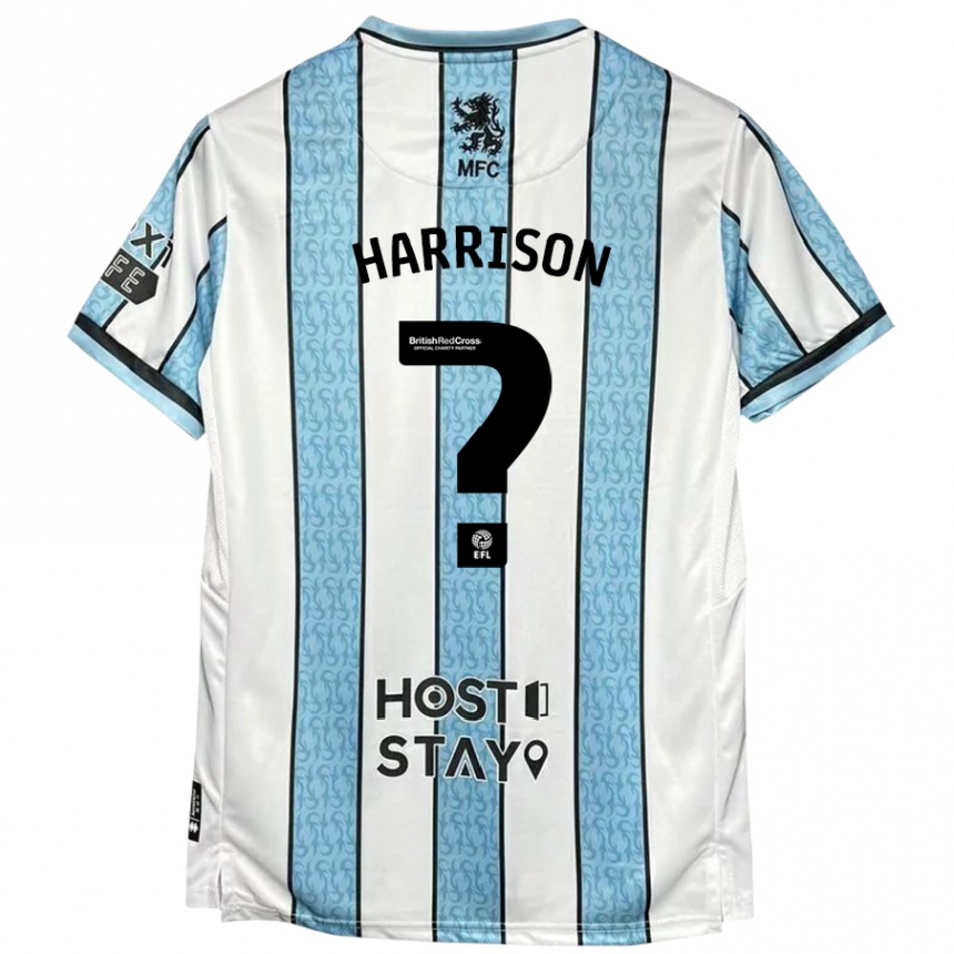 Kids Football Lucas Harrison #0 White Blue Away Jersey 2024/25 T-Shirt Za